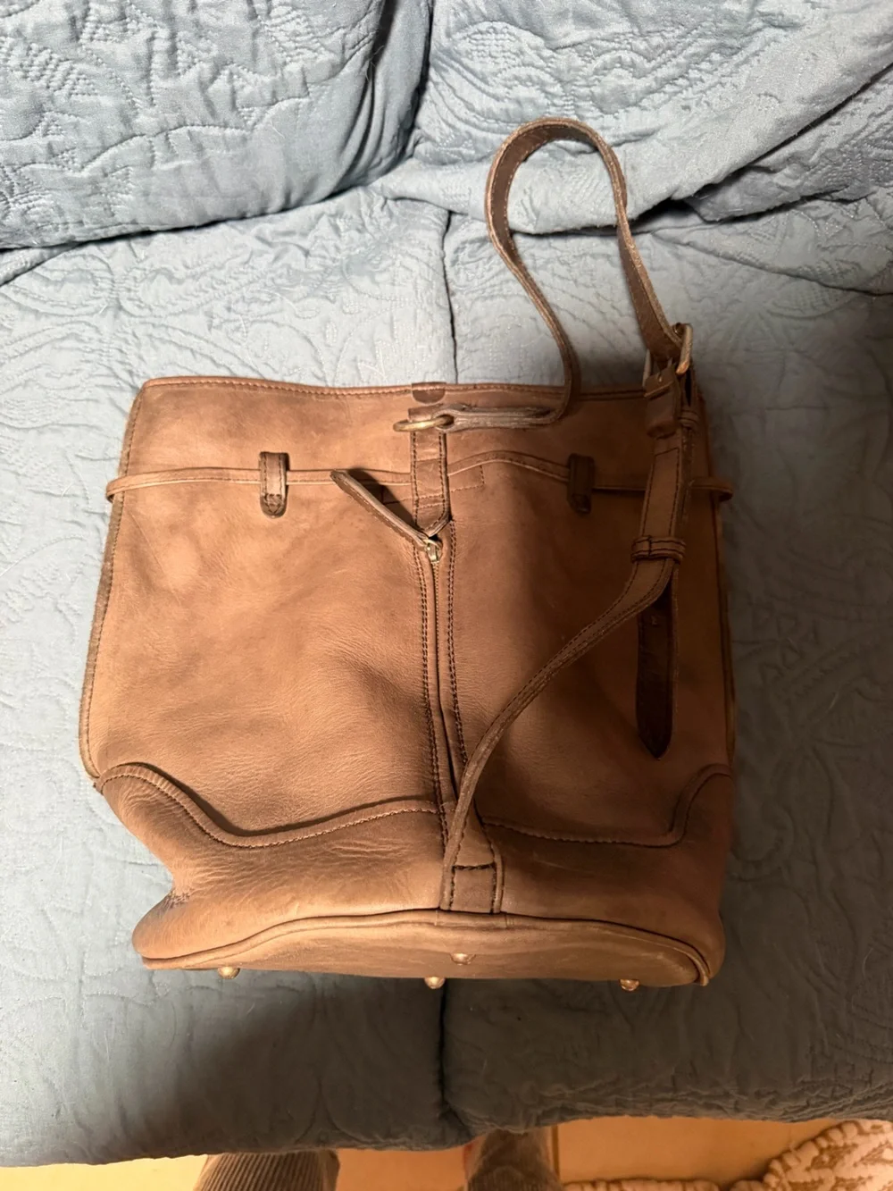 Classic Frye backpack Leather Grey blue color